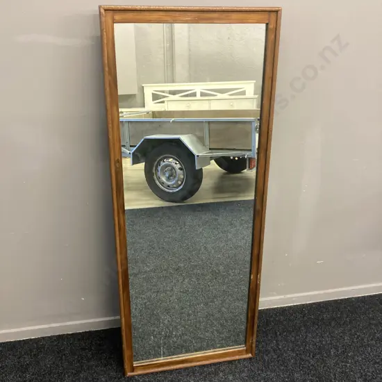 Vintage Heavy Oak & Mahogany Framed Rectangular Mirror. 129 x 52cm